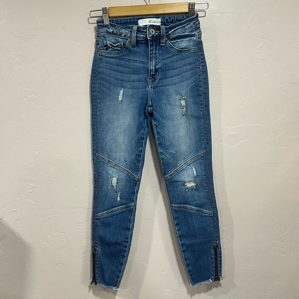 Kancan Jeans Blue denim Distressed Skinny Moto Stretch 1/24